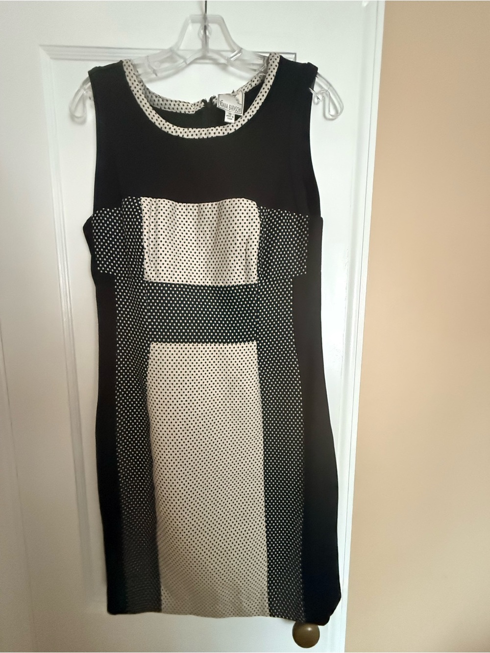 Vintage Anthro Yoana Baraschi Black with White Polka Dot Sheath Dress -